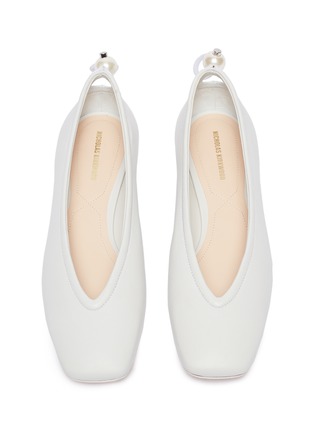 Detail View - Click To Enlarge - NICHOLAS KIRKWOOD - 'Delfi' faux pearl drawcord counter leather flats