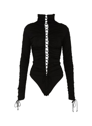Main View - Click To Enlarge - BEN TAVERNITI UNRAVEL PROJECT  - Lace-up turtleneck bodysuit