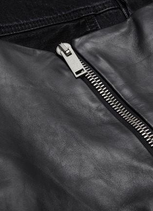  - BEN TAVERNITI UNRAVEL PROJECT  - Denim yoke patchwork leather biker jacket