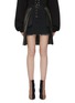 Main View - Click To Enlarge - BEN TAVERNITI UNRAVEL PROJECT  - Pleated leather overlay panel denim skirt