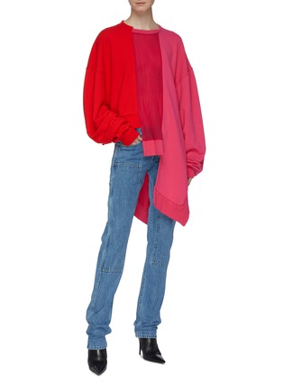 Figure View - Click To Enlarge - BEN TAVERNITI UNRAVEL PROJECT  - Asymmetric hem colourblock patchwork sweatshirt