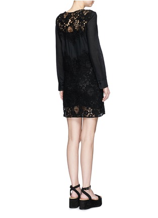 Back View - Click To Enlarge - SEE BY CHLOÉ - Floral guipure lace insert cotton dress