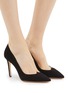 Figure View - Click To Enlarge - MAGRIT - Heart vamp suede 100mm pumps