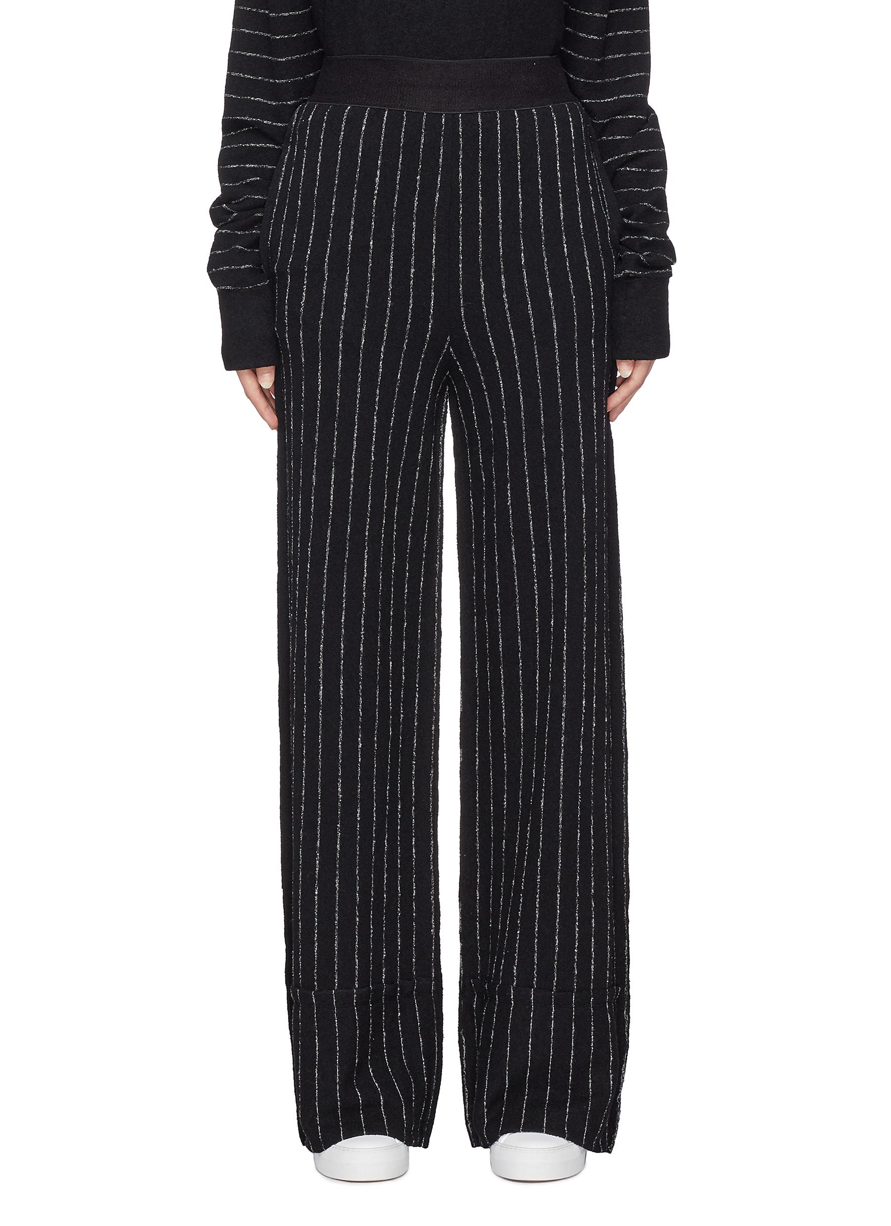 womens black pinstripe trousers