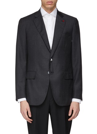Main View - Click To Enlarge - ISAIA - ‘‘Gregory’ windowpane check wool twill blazer