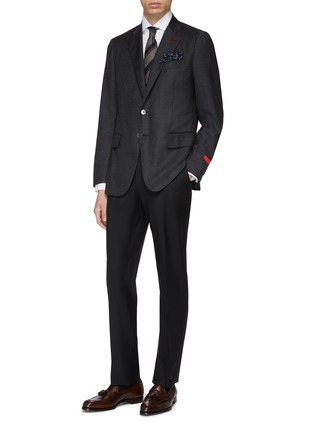 Figure View - Click To Enlarge - ISAIA - ‘‘Gregory’ windowpane check wool twill blazer