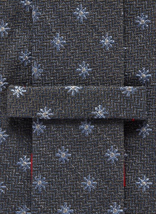 Detail View - Click To Enlarge - ISAIA - Floral jacquard silk herringbone tie
