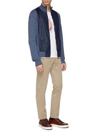 Figure View - Click To Enlarge - ISAIA - Quilted front panel cotton zip cardigan