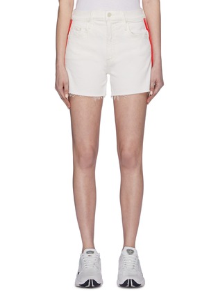 Main View - Click To Enlarge - MOTHER - 'The Sinner' stripe outseam frayed cuff denim shorts