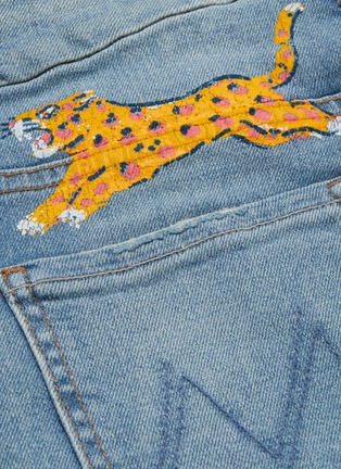  - MOTHER - 'The Looker' leopard print frayed cuff skinny jeans