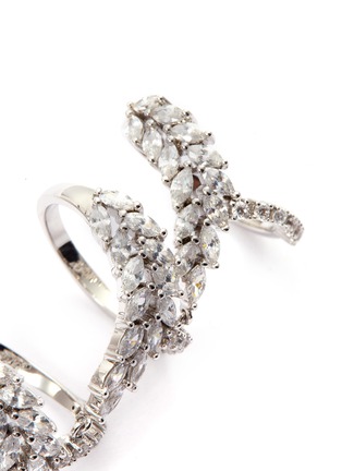 Detail View - Click To Enlarge - CZ BY KENNETH JAY LANE - Cubic zirconia foliate three row full finger ring