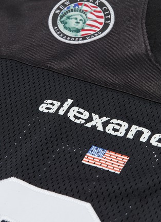  - ALEXANDER WANG - Logo number print contrast sleeve mesh oversized T-shirt