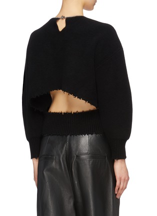 Back View - Click To Enlarge - ALEXANDER WANG - Chain collar ripped cutout back cropped sweater