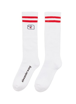 Main View - Click To Enlarge - ALEXANDER WANG - Logo stripe intarsia socks