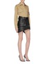 Figure View - Click To Enlarge - ALEXANDER WANG - Belted deconstructed leather moto skirt