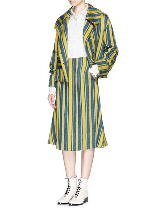 Figure View - Click To Enlarge - ANGEL CHEN - Barcode stripe hopsack jacket