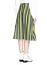 Back View - Click To Enlarge - ANGEL CHEN - Barcode stripe hopsack A-line skirt