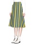Front View - Click To Enlarge - ANGEL CHEN - Barcode stripe hopsack A-line skirt