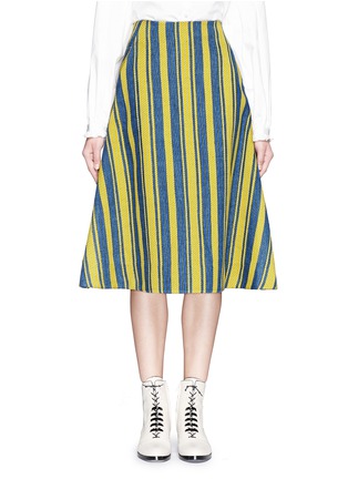 Main View - Click To Enlarge - ANGEL CHEN - Barcode stripe hopsack A-line skirt