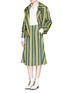 Figure View - Click To Enlarge - ANGEL CHEN - Barcode stripe hopsack A-line skirt