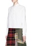 Front View - Click To Enlarge - ANGEL CHEN - Bishop sleeve cropped cotton poplin shirt