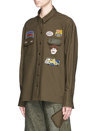 Front View - Click To Enlarge - ANGEL CHEN - Embroidered badge worker shirt
