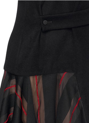 Detail View - Click To Enlarge - YIRANTIAN - Stripe organza panel cashmere dress