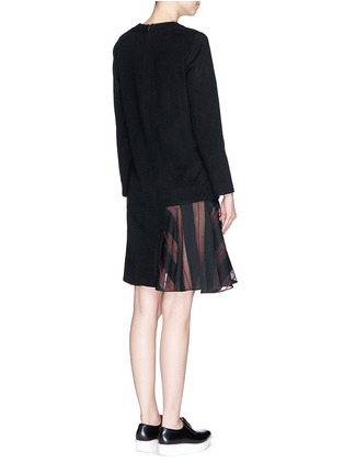 Back View - Click To Enlarge - YIRANTIAN - Stripe organza panel cashmere dress