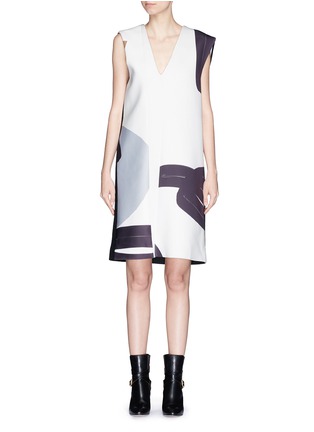 Main View - Click To Enlarge - YIRANTIAN - Collage digital print scuba jersey cashmere dress