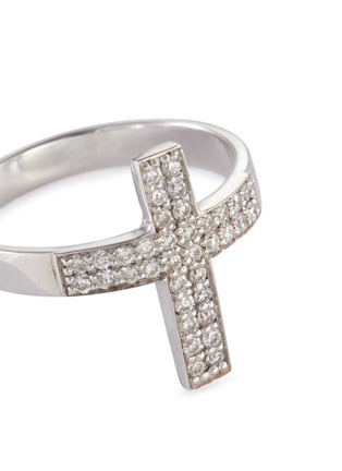 Detail View - Click To Enlarge - LYNN BAN - 'Pave Cross' diamond silver ring