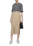 Figure View - Click To Enlarge - BASSIKE - Split front canvas paperbag utility skirt