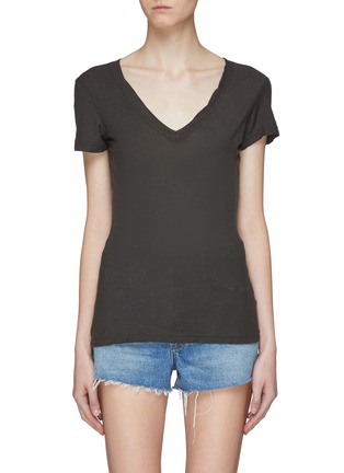 Main View - Click To Enlarge - JAMES PERSE - Overlock stitching Supima®Cotton V-neck T-shirt
