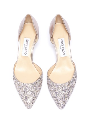 Detail View - Click To Enlarge - JIMMY CHOO - 'Esther 60' coarse glitter metallic leather d'Orsay pumps