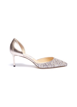 Main View - Click To Enlarge - JIMMY CHOO - 'Esther 60' coarse glitter metallic leather d'Orsay pumps