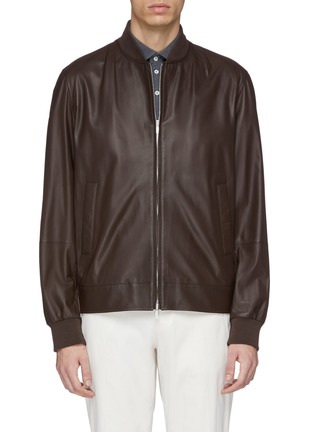 Main View - Click To Enlarge - BRUNELLO CUCINELLI - Leather bomber jacket
