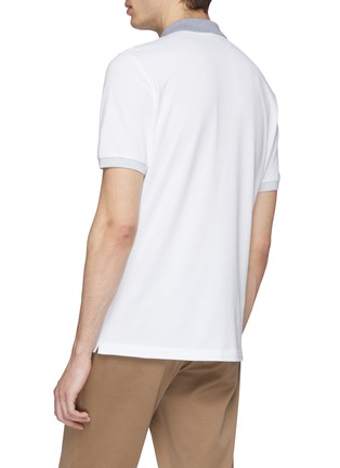 Back View - Click To Enlarge - BRUNELLO CUCINELLI - Contrast collar polo shirt