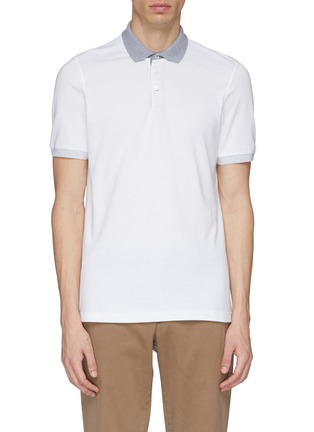 Main View - Click To Enlarge - BRUNELLO CUCINELLI - Contrast collar polo shirt