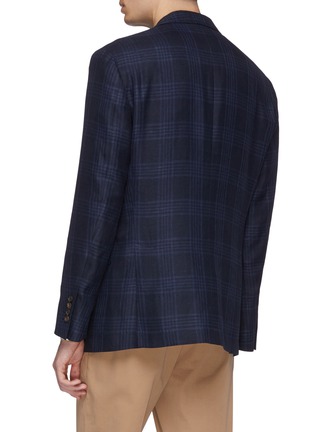 Back View - Click To Enlarge - BRUNELLO CUCINELLI - Tartan plaid linen-wool-silk soft blazer