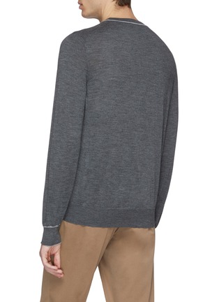 Back View - Click To Enlarge - BRUNELLO CUCINELLI - Stripe border virgin wool-cashmere sweater