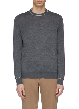 Main View - Click To Enlarge - BRUNELLO CUCINELLI - Stripe border virgin wool-cashmere sweater