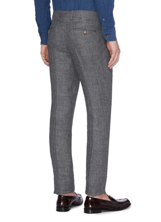 Back View - Click To Enlarge - BRUNELLO CUCINELLI - Houndstooth check plaid linen pants