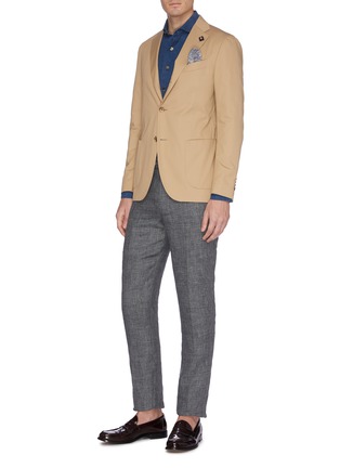 Figure View - Click To Enlarge - BRUNELLO CUCINELLI - Houndstooth check plaid linen pants