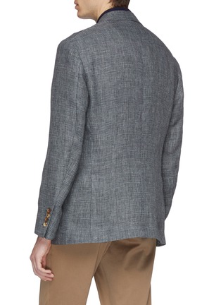 Back View - Click To Enlarge - BRUNELLO CUCINELLI - Linen houndstooth check plaid soft blazer