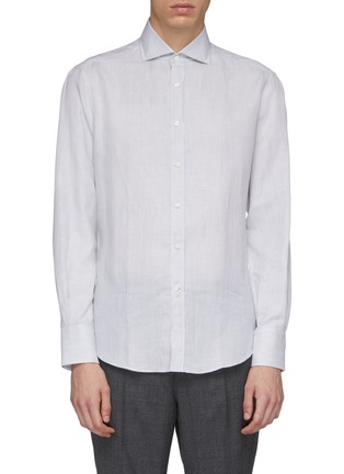 Main View - Click To Enlarge - BRUNELLO CUCINELLI - Stripe cotton-linen shirt