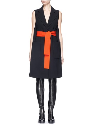 Main View - Click To Enlarge - COMME MOI - Belted crepe sleeveless coat