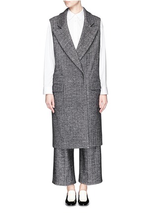 Main View - Click To Enlarge - COMME MOI - Herringbone wool blend long vest