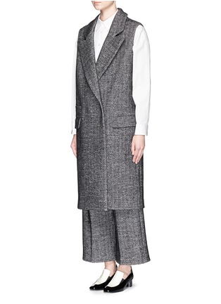 Figure View - Click To Enlarge - COMME MOI - Herringbone wool blend long vest