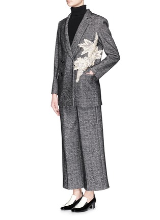 Figure View - Click To Enlarge - COMME MOI - Chevron pleat wool pants