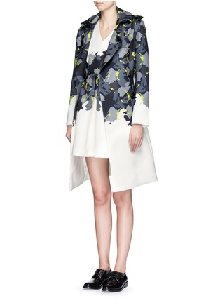 Figure View - Click To Enlarge - COMME MOI - Abstract print piqué trench coat