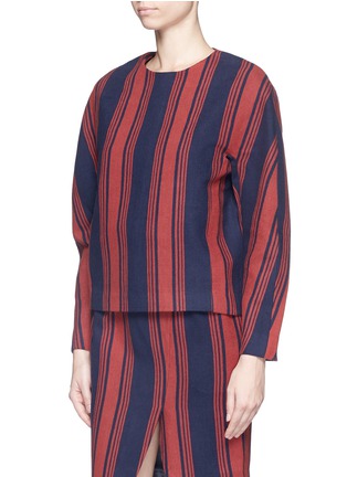 Front View - Click To Enlarge - COMME MOI - Stripe cotton twill sweatshirt